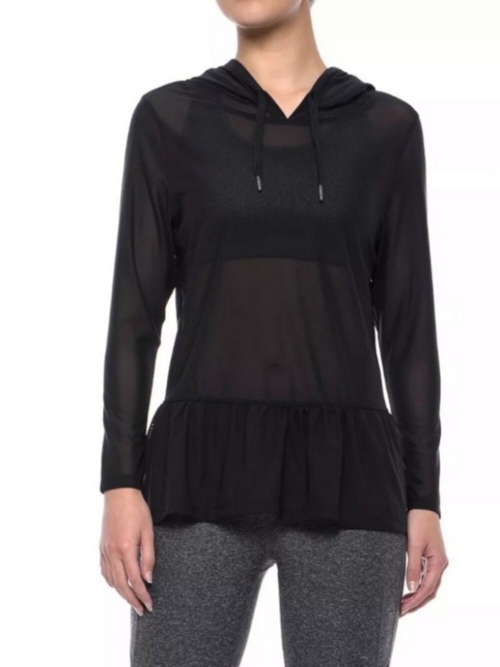 X By Gottex Active Wear Mesh Peplum Hoodie